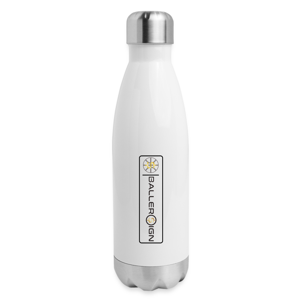 Insulated Stainless Steel Water Bottle / Basketball Label - white