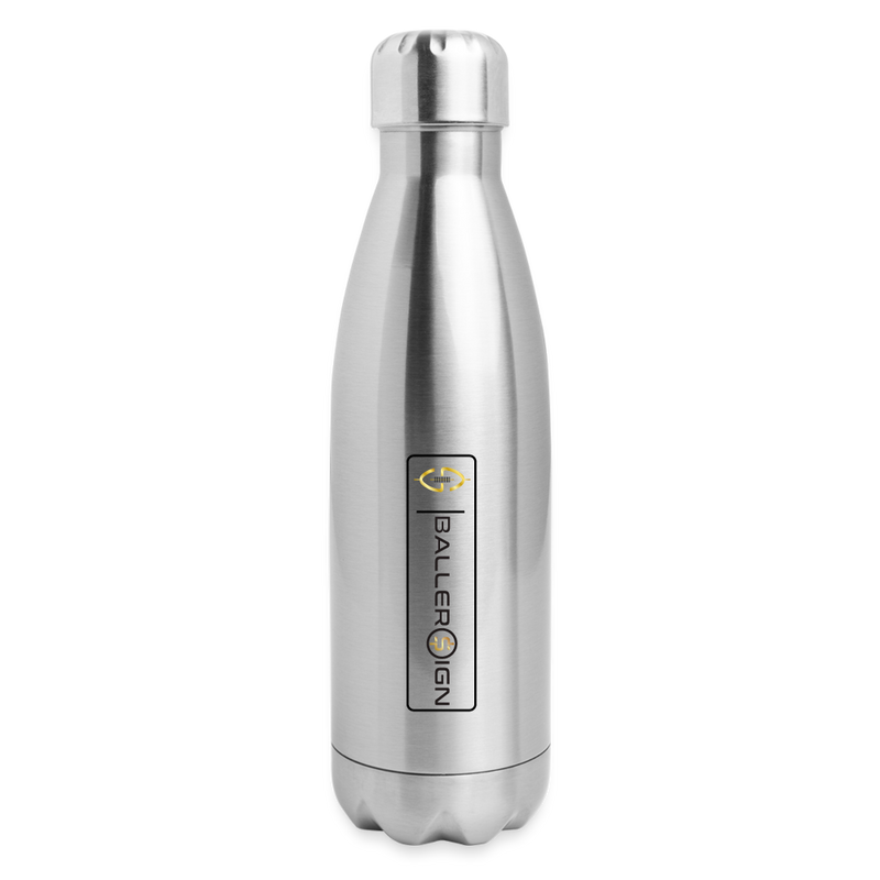 Insulated Stainless Steel Water Bottle / Football Label - silver