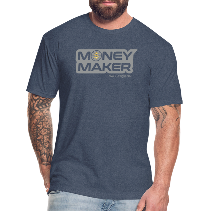Fitted Cotton/Poly (G) Basketball Money Maker T-Shirt - heather navy