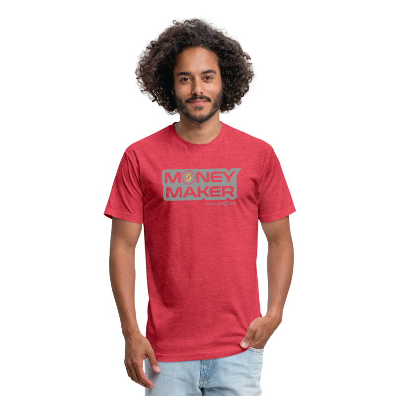 Fitted Cotton/Poly (G) Basketball Money Maker T-Shirt - heather red