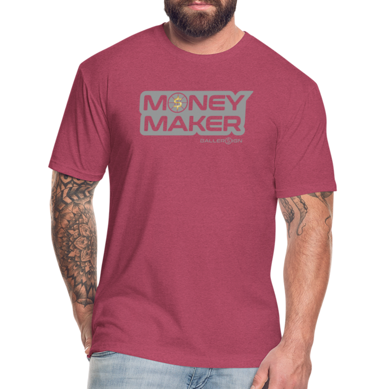 Fitted Cotton/Poly (G) Basketball Money Maker T-Shirt - heather burgundy