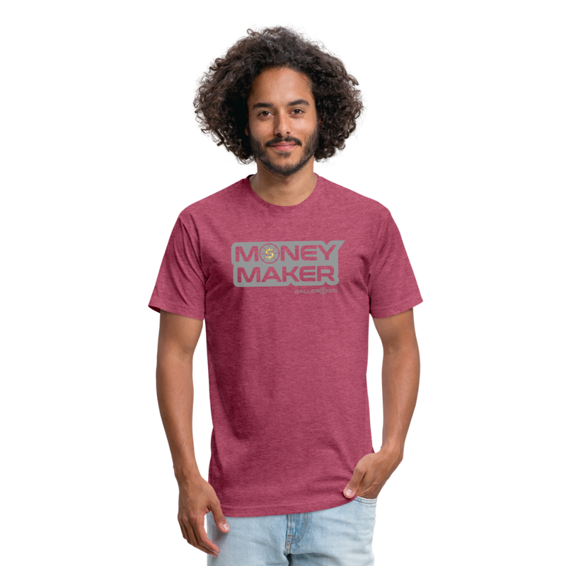 Fitted Cotton/Poly (G) Basketball Money Maker T-Shirt - heather burgundy