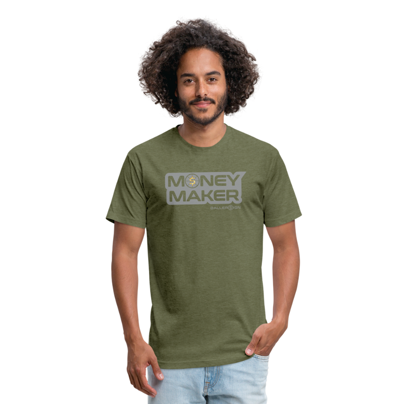 Fitted Cotton/Poly (G) Basketball Money Maker T-Shirt - heather military green