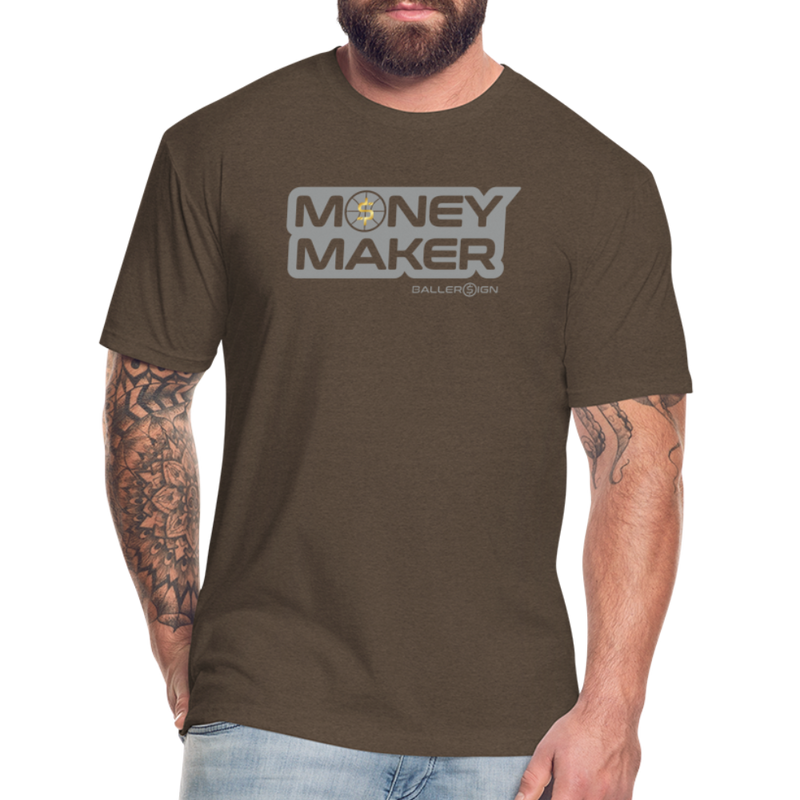 Fitted Cotton/Poly (G) Basketball Money Maker T-Shirt - heather espresso