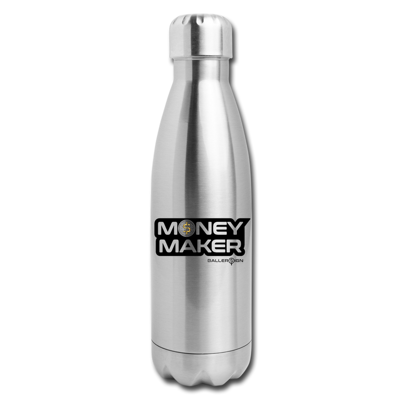 Insulated Stainless Steel Money Maker Golf Water Bottle - silver