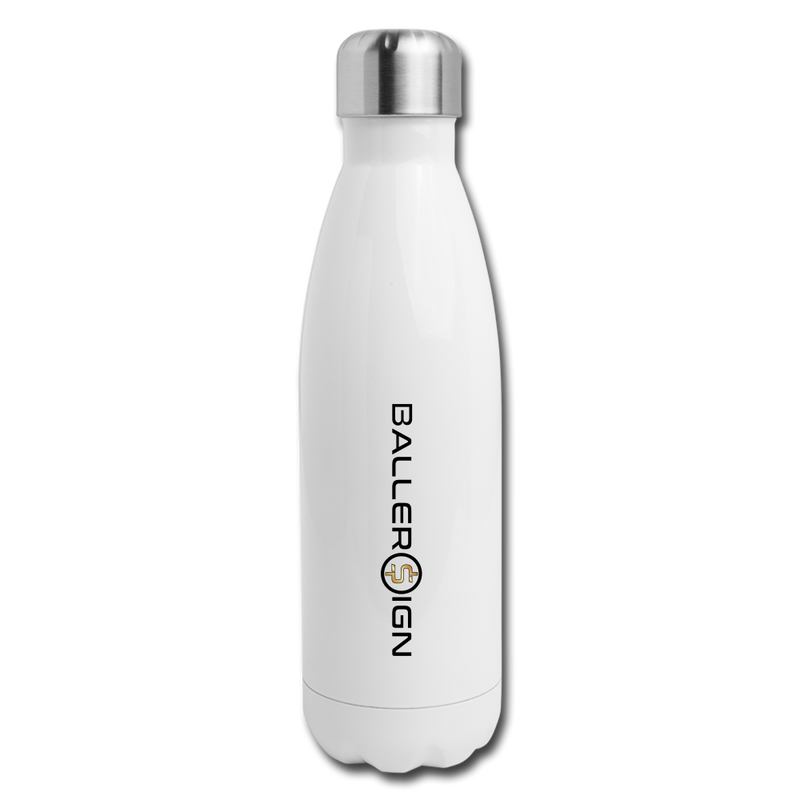 Insulated Stainless Steel Water Bottle baseball/Softball/banner - white