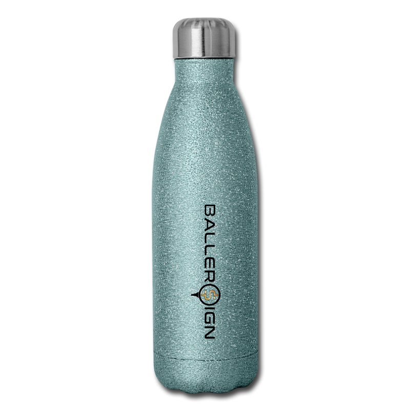 Insulated Stainless Steel Water Bottle Golf/Banner - turquoise glitter