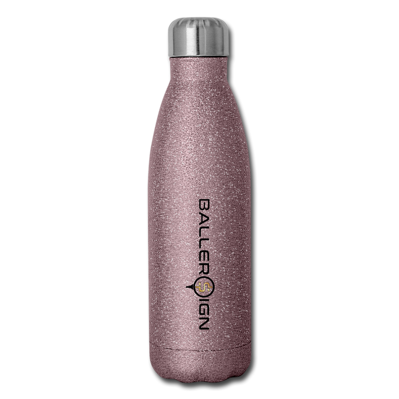 Insulated Stainless Steel Water Bottle Golf/Banner - pink glitter