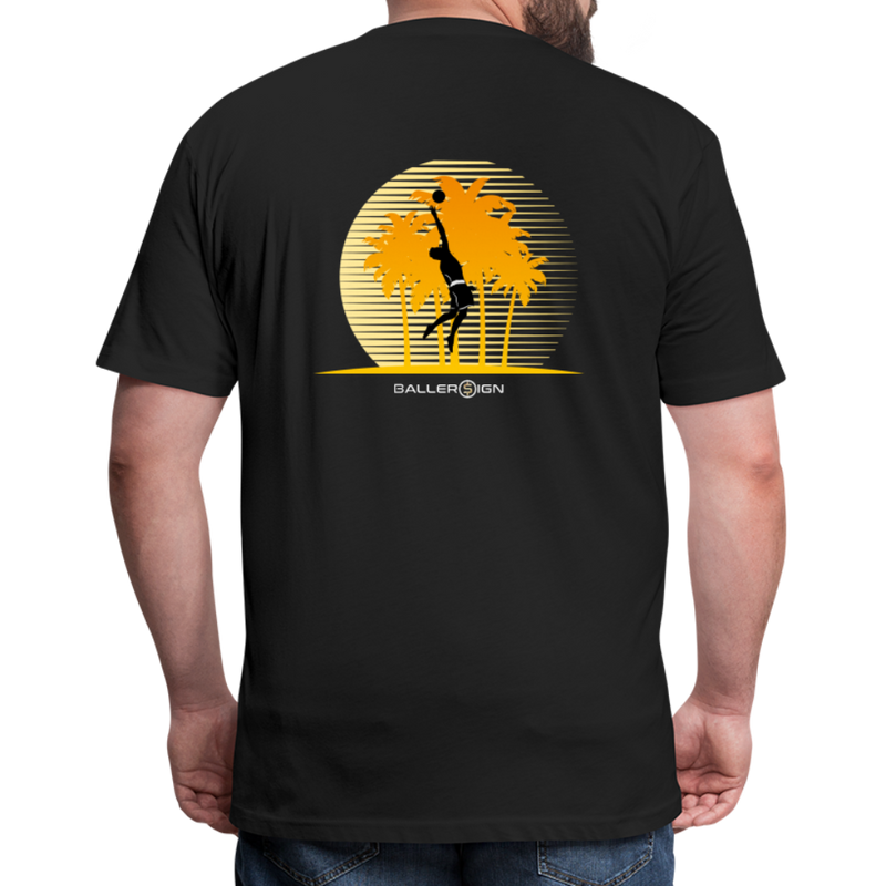 Fitted Cotton/Poly T-Shirt / Volleyball Sunset - black
