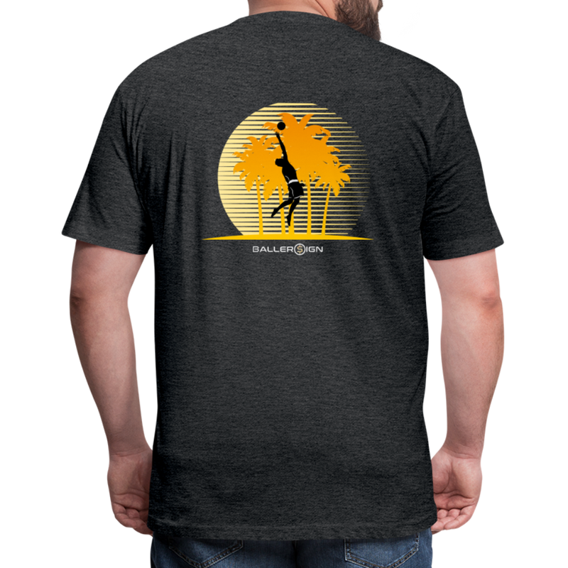 Fitted Cotton/Poly T-Shirt / Volleyball Sunset - heather black