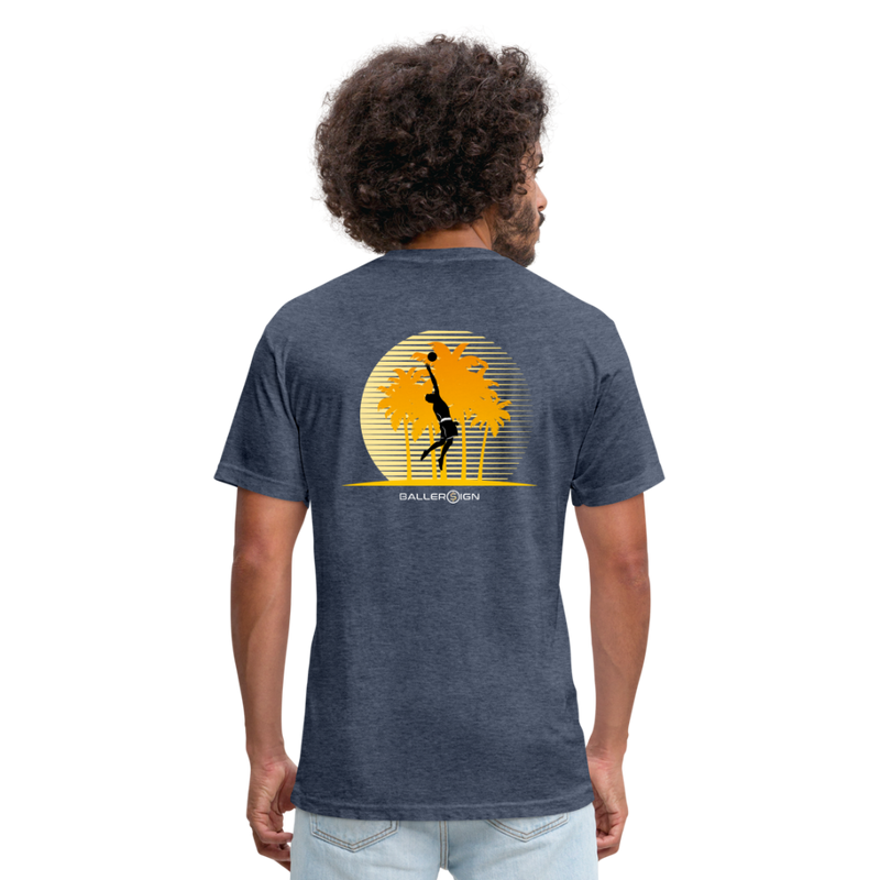 Fitted Cotton/Poly T-Shirt / Volleyball Sunset - heather navy
