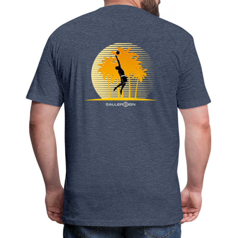 Fitted Cotton/Poly T-Shirt / Volleyball Sunset - heather navy