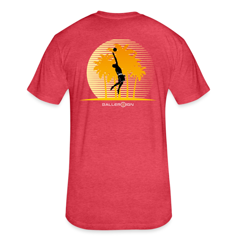 Fitted Cotton/Poly T-Shirt / Volleyball Sunset - heather red