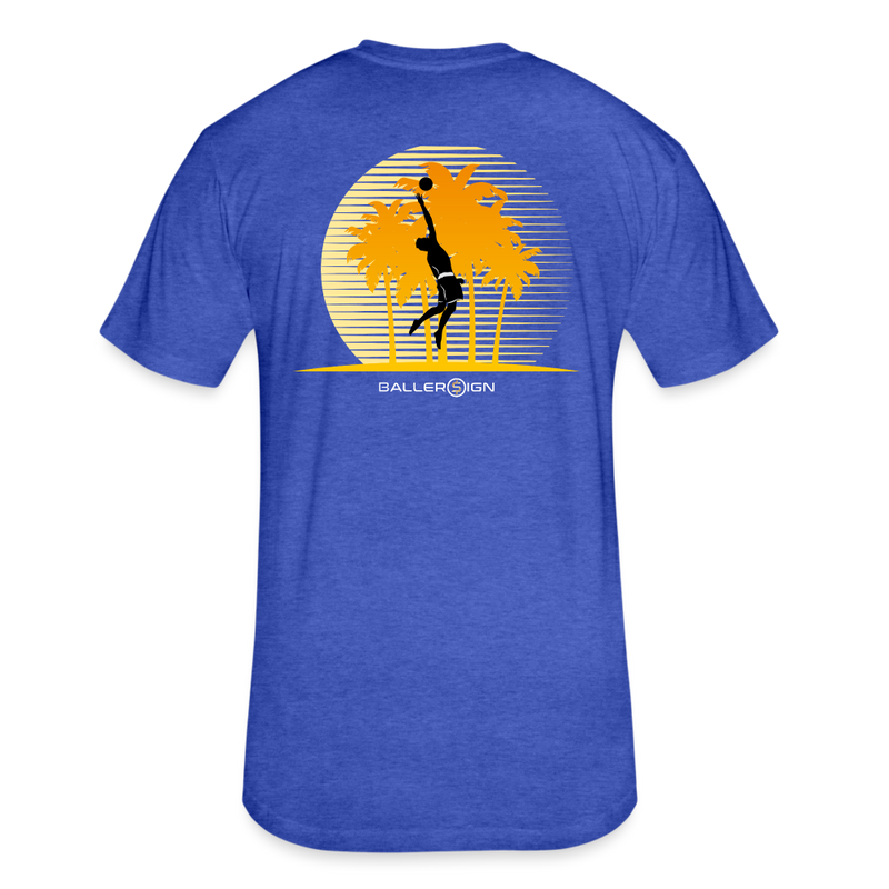 Fitted Cotton/Poly T-Shirt / Volleyball Sunset - heather royal