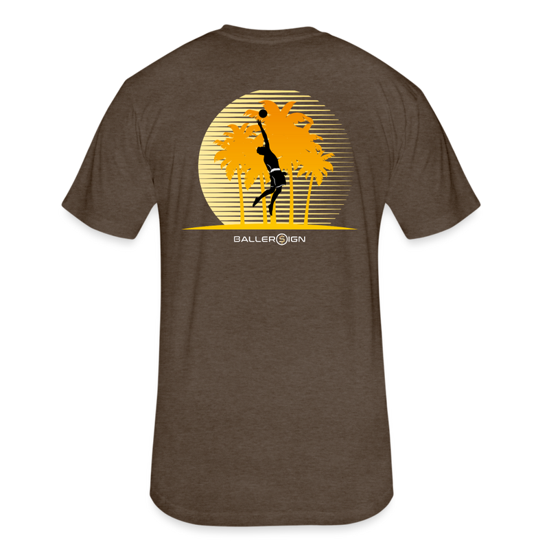 Fitted Cotton/Poly T-Shirt / Volleyball Sunset - heather espresso