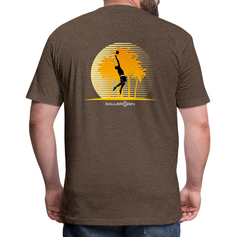Fitted Cotton/Poly T-Shirt / Volleyball Sunset - heather espresso