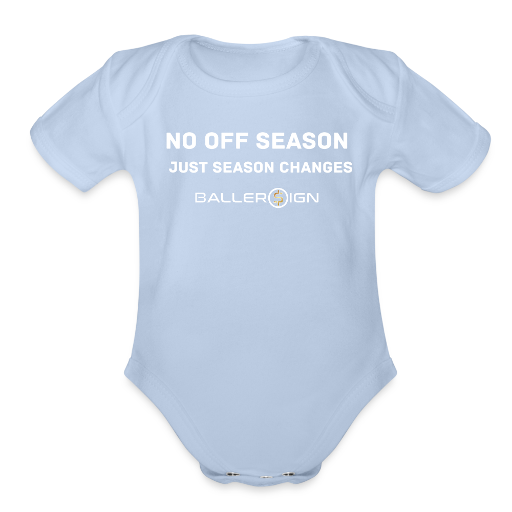 Organic Short Sleeve Baby Bodysuit / No Off Season - sky