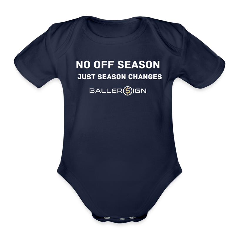 Organic Short Sleeve Baby Bodysuit / No Off Season - dark navy