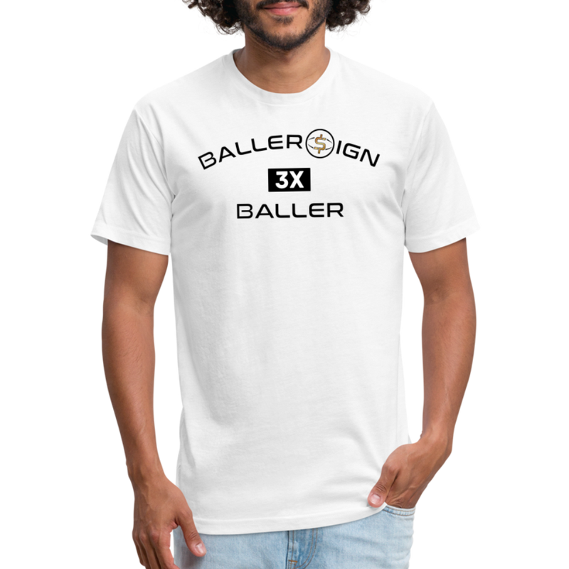 Fitted Cotton/Poly T-Shirt / 3 Time Baller - white