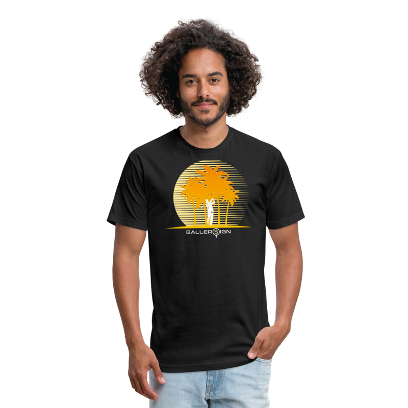 Fitted Cotton/Poly T-Shirt / Golf sunset - black