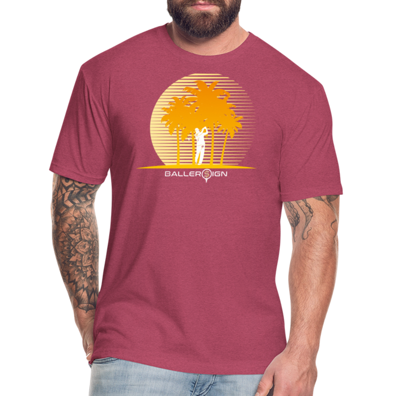 Fitted Cotton/Poly T-Shirt / Golf sunset - heather burgundy