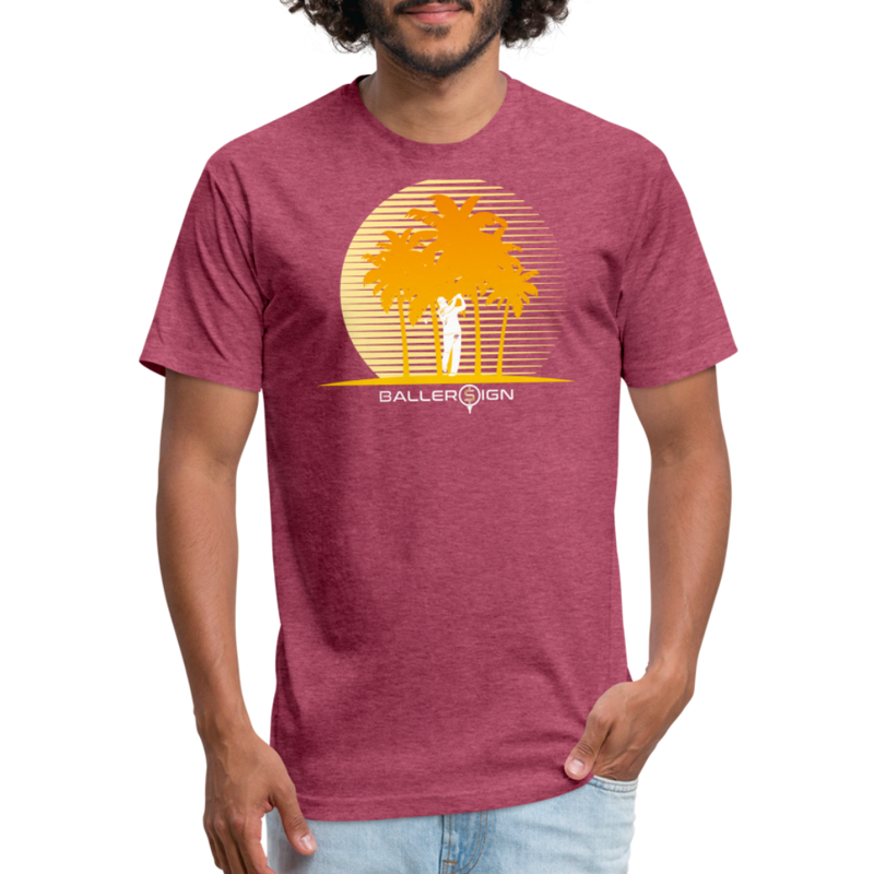 Fitted Cotton/Poly T-Shirt / Golf sunset - heather burgundy