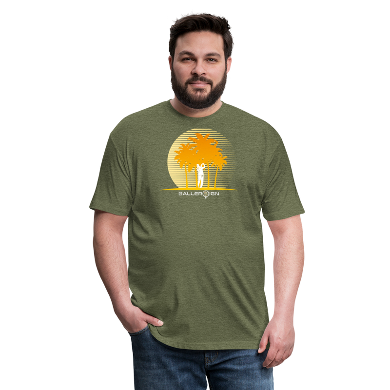 Fitted Cotton/Poly T-Shirt / Golf sunset - heather military green