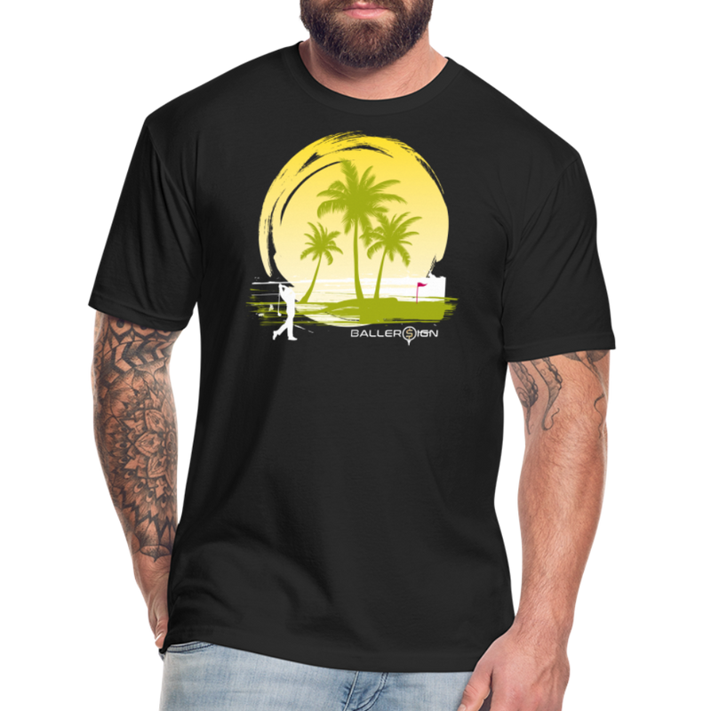 Fitted Unisex Cotton/Poly T-Shirt / Sunny Beach Golf - black