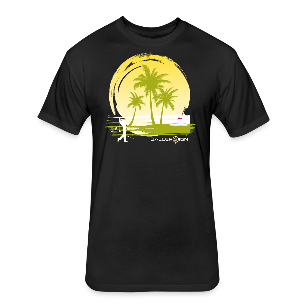 Fitted Unisex Cotton/Poly T-Shirt / Sunny Beach Golf - black