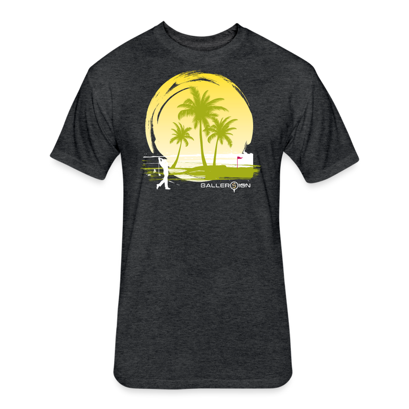 Fitted Unisex Cotton/Poly T-Shirt / Sunny Beach Golf - heather black