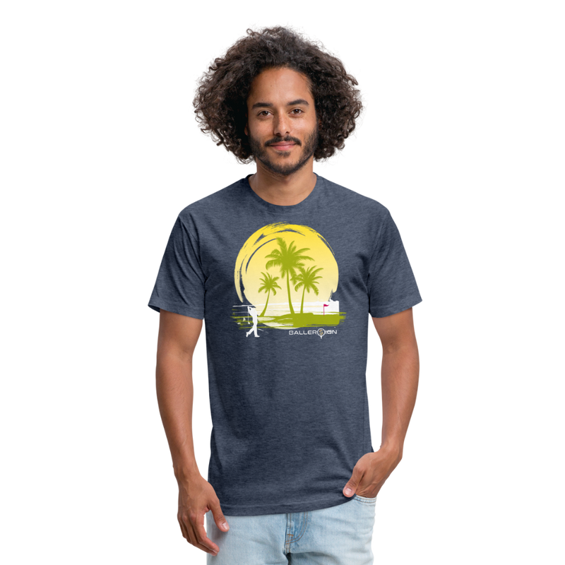 Fitted Unisex Cotton/Poly T-Shirt / Sunny Beach Golf - heather navy