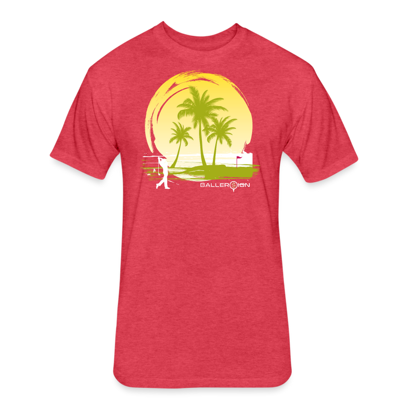 Fitted Unisex Cotton/Poly T-Shirt / Sunny Beach Golf - heather red