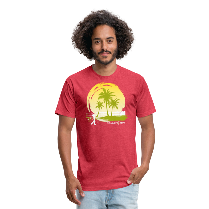 Fitted Unisex Cotton/Poly T-Shirt / Sunny Beach Golf - heather red