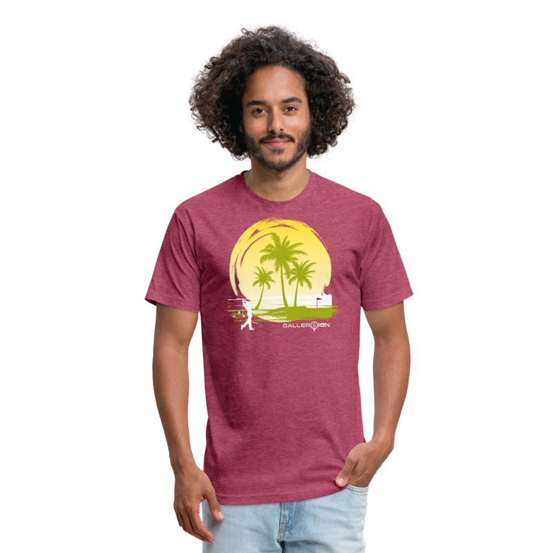 Fitted Unisex Cotton/Poly T-Shirt / Sunny Beach Golf - heather burgundy