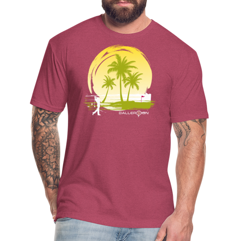 Fitted Unisex Cotton/Poly T-Shirt / Sunny Beach Golf - heather burgundy