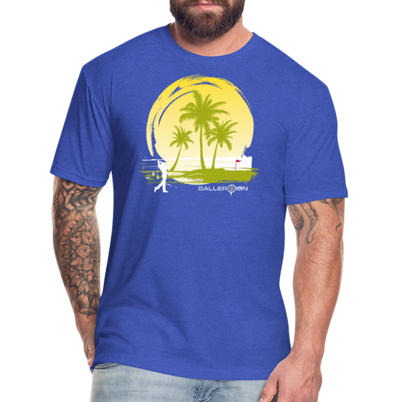 Fitted Unisex Cotton/Poly T-Shirt / Sunny Beach Golf - heather royal