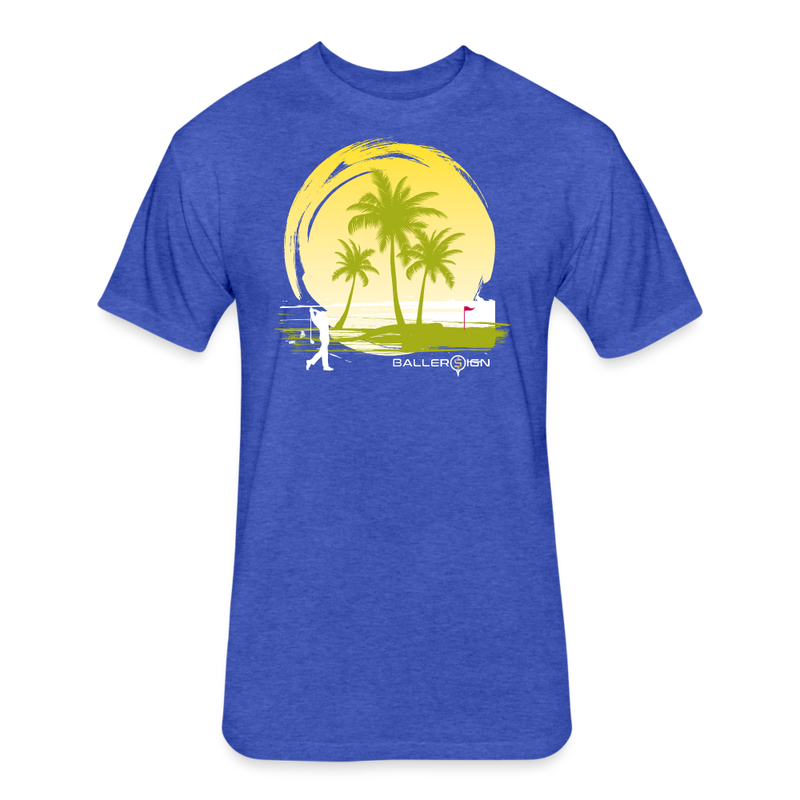 Fitted Unisex Cotton/Poly T-Shirt / Sunny Beach Golf - heather royal