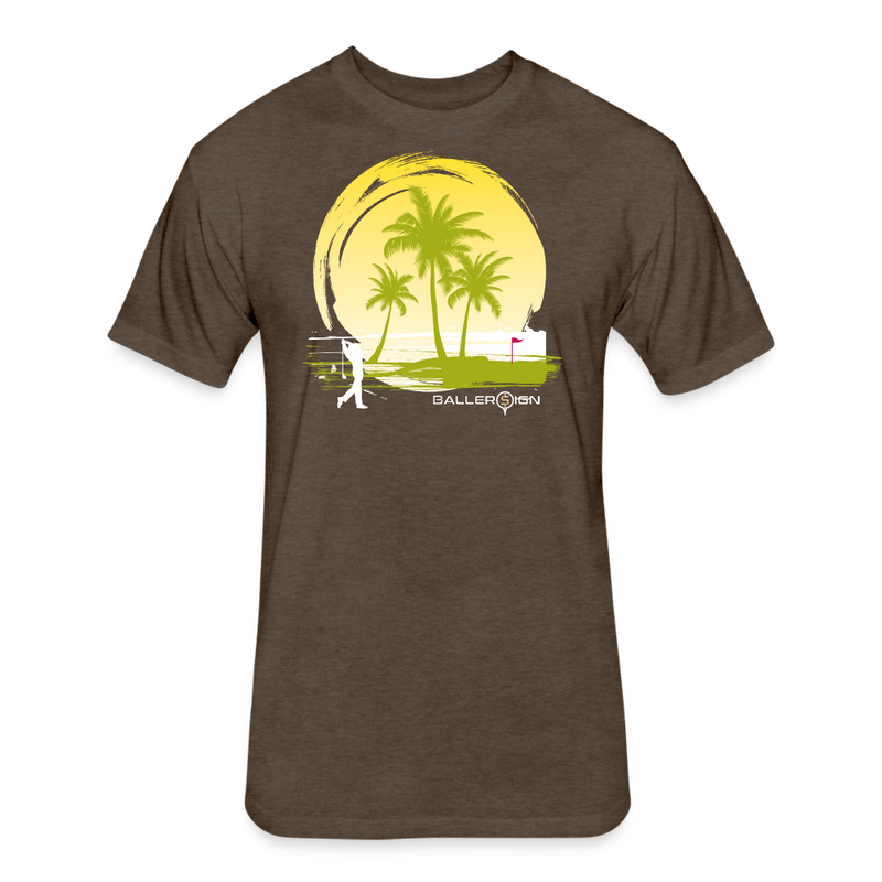 Fitted Unisex Cotton/Poly T-Shirt / Sunny Beach Golf - heather espresso