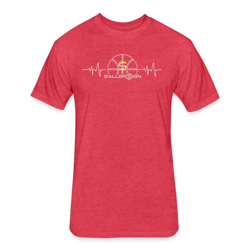 Fitted Unisex Cotton/Poly T-Shirt /Basketball Heart beat - heather red