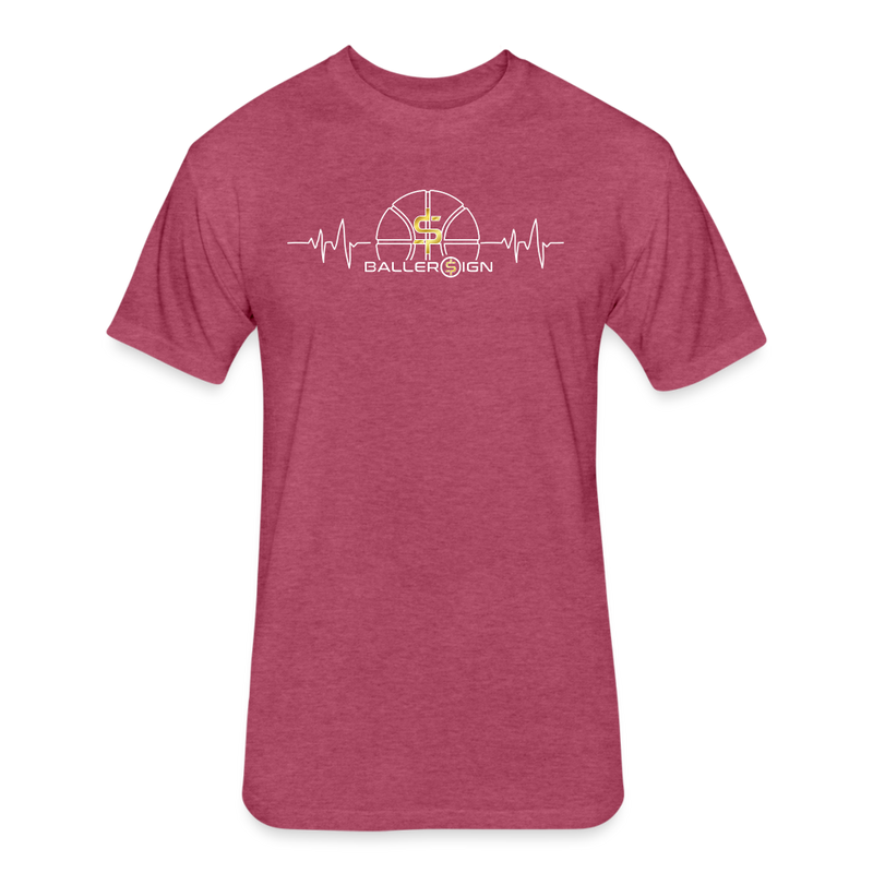 Fitted Unisex Cotton/Poly T-Shirt /Basketball Heart beat - heather burgundy