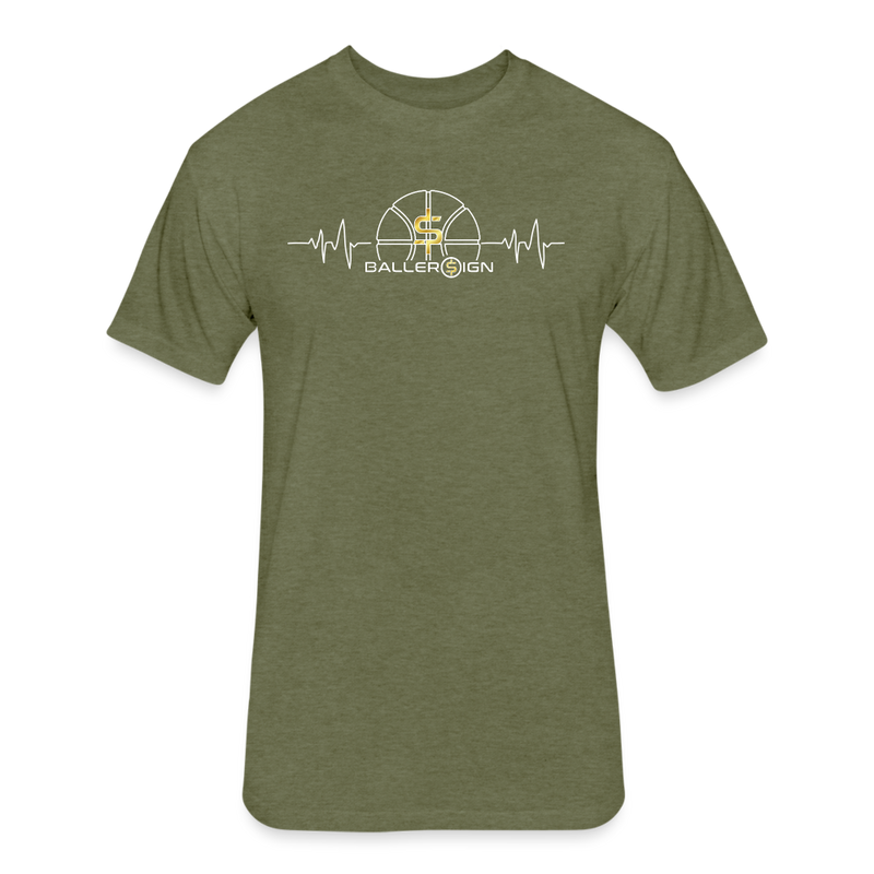 Fitted Unisex Cotton/Poly T-Shirt /Basketball Heart beat - heather military green