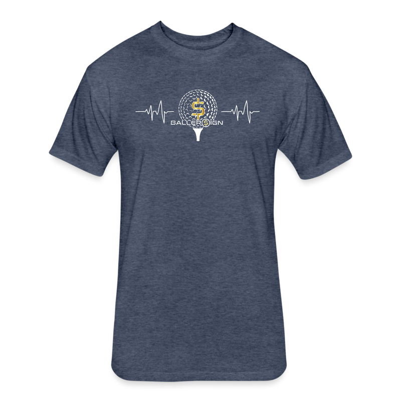 Fitted Unisex Cotton/Poly T-Shirt /Golf Heart beat - heather navy