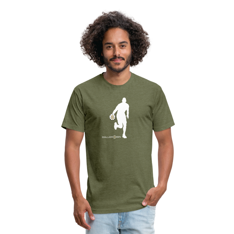 Fitted Mens Cotton/Poly T-Shirt - heather military green