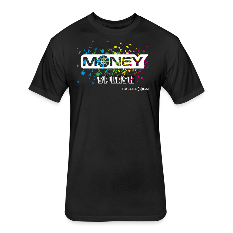 Fitted Unisex Cotton/Poly T-Shirt / Bball Money Splash - black