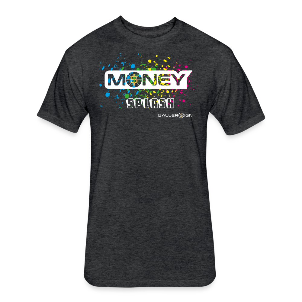 Fitted Unisex Cotton/Poly T-Shirt / Bball Money Splash - heather black