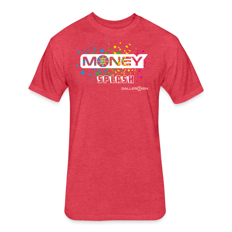 Fitted Unisex Cotton/Poly T-Shirt / Bball Money Splash - heather red