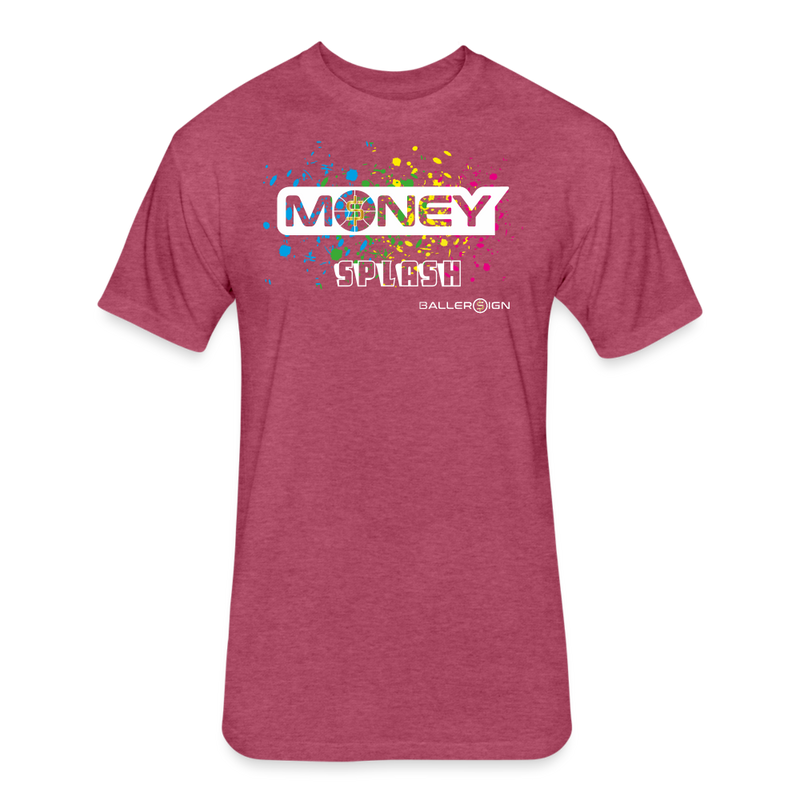 Fitted Unisex Cotton/Poly T-Shirt / Bball Money Splash - heather burgundy