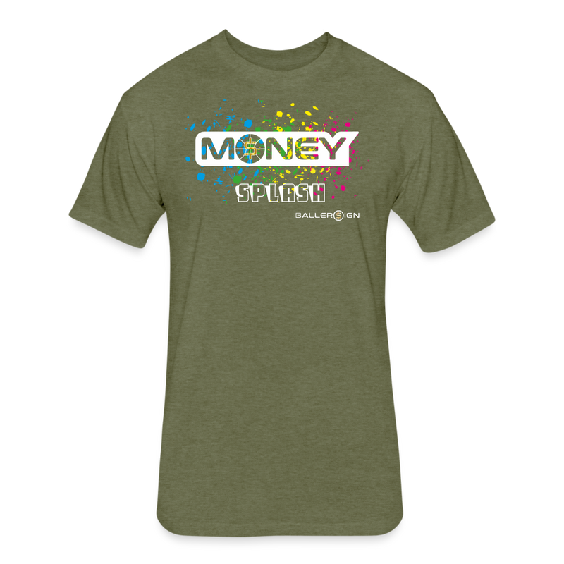 Fitted Unisex Cotton/Poly T-Shirt / Bball Money Splash - heather military green