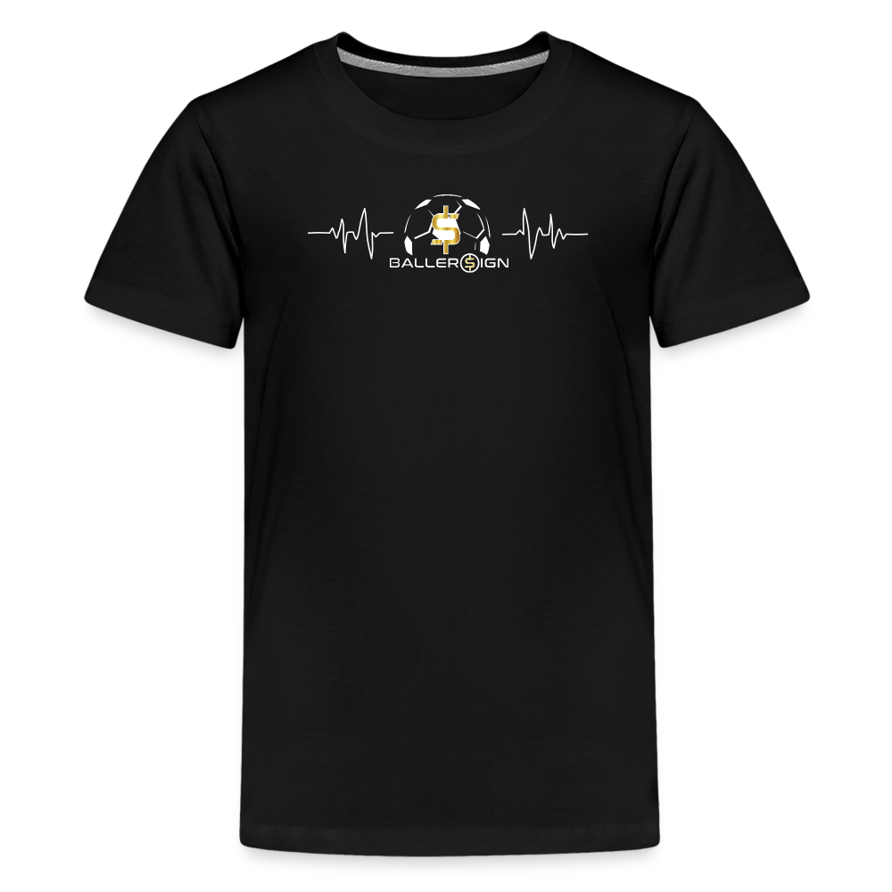 Kids' Premium T-Shirt / Soccer heart beat - black