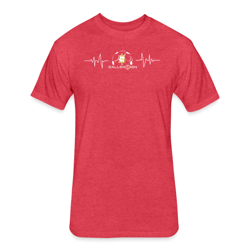 Fitted Unisex Cotton/Poly T-Shirt / Soccer heart beat - heather red